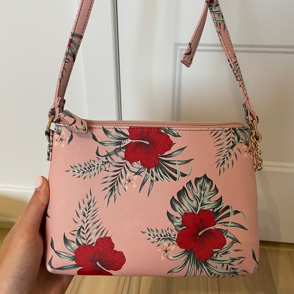 Small pink and red flowers GUESS shoulder bag - Picture 4 of 6